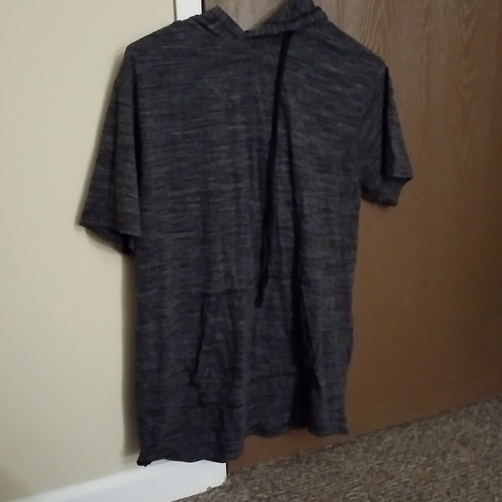 Gray hooded shirt